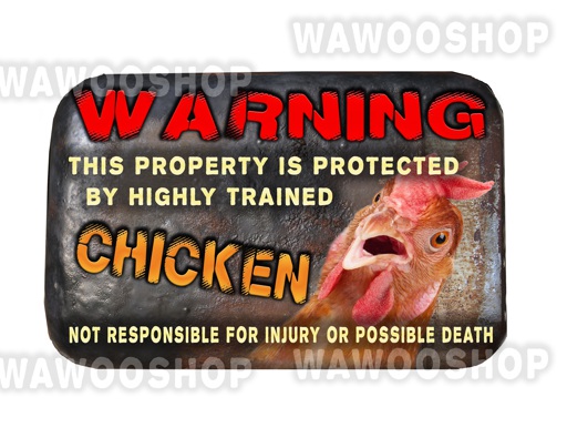 Warning DECAL / MAGNET chicken, brown hen | Online Supermarket