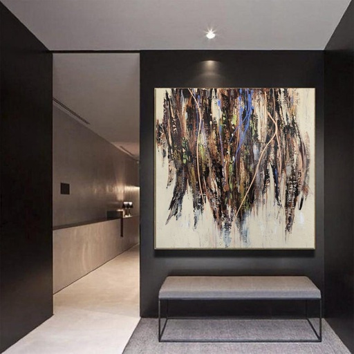 Extra Large Abstract Wall Art Beige Painting Brown | Online Supermarket
