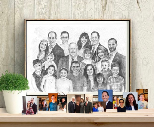 Hand drawn family portrait. Multiple photo portrait. Family | Online ...