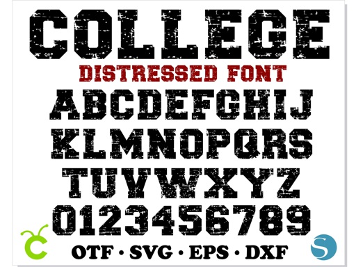 College distressed font OTF, College distressed font SVG, | Online ...