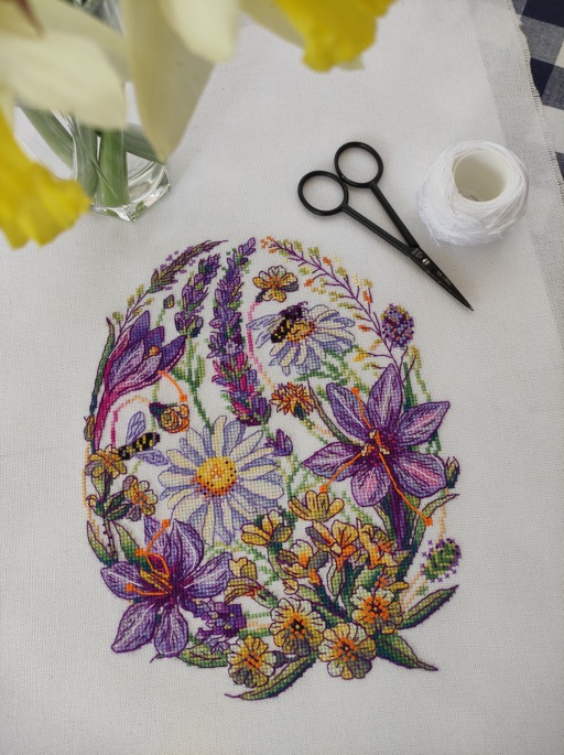Easter egg cross stitch pattern Colorful flowers hand | Online Supermarket